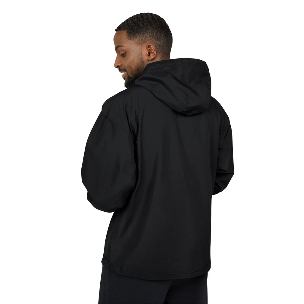 Champion Packable Anorak Jacket — Black Lightweight Windbreaker with Subtle Chest Logo