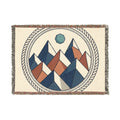 Geometric Mountain Woven Blanket – Boho Cabin Throw with Circular Rope Frame