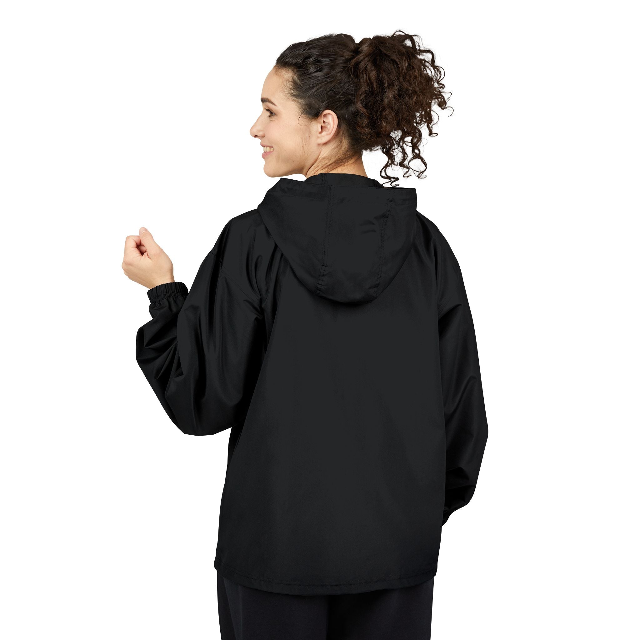 Champion Packable Anorak Jacket — Black Lightweight Windbreaker with Subtle Chest Logo