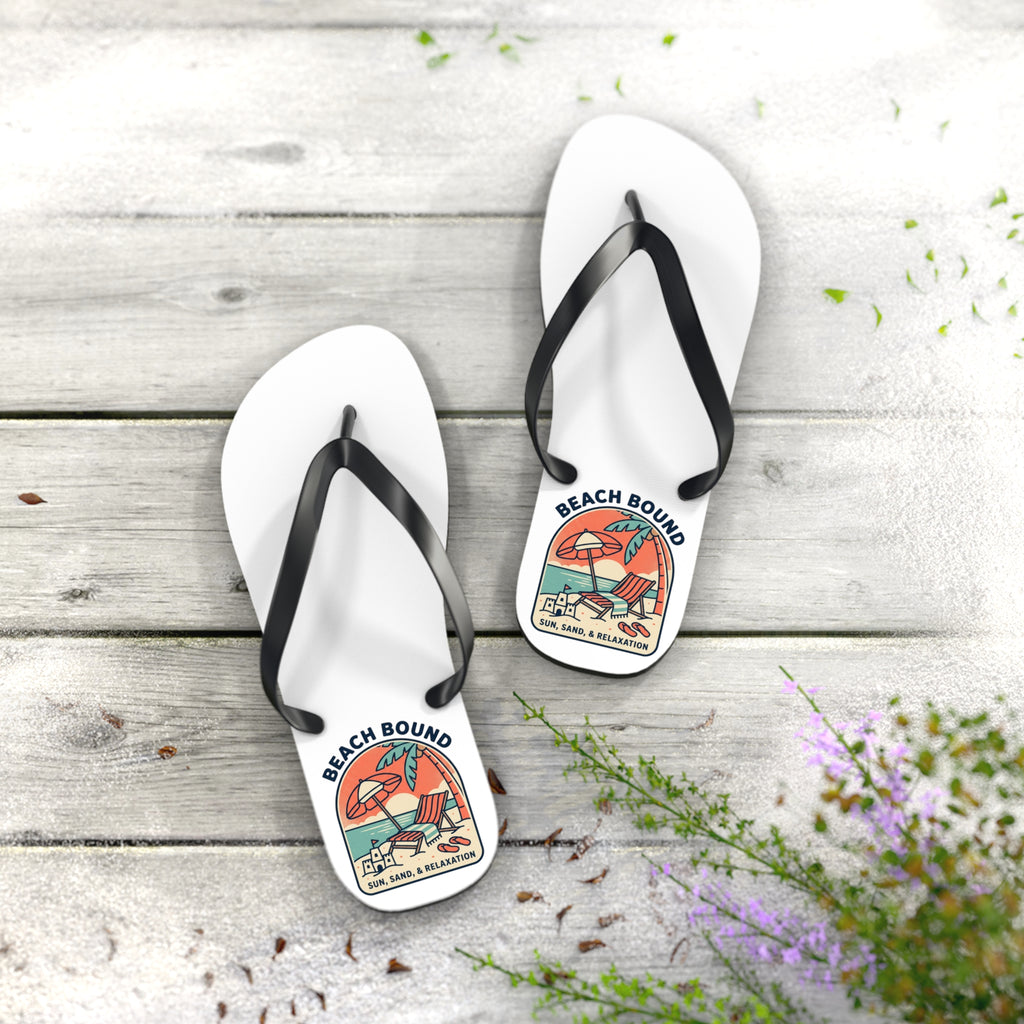 Beach Bound Flip Flops — Sun, Sand & Relaxation Graphic Sandals