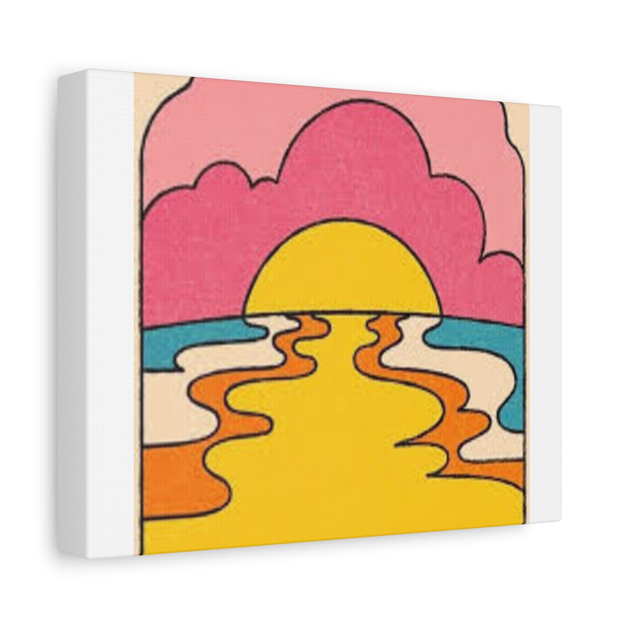 Retro Sunset Canvas Wall Art – Psychedelic Sunrise Stretched Matte Print